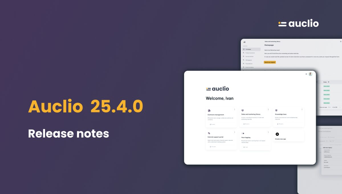 Auclio release notes 25.4.