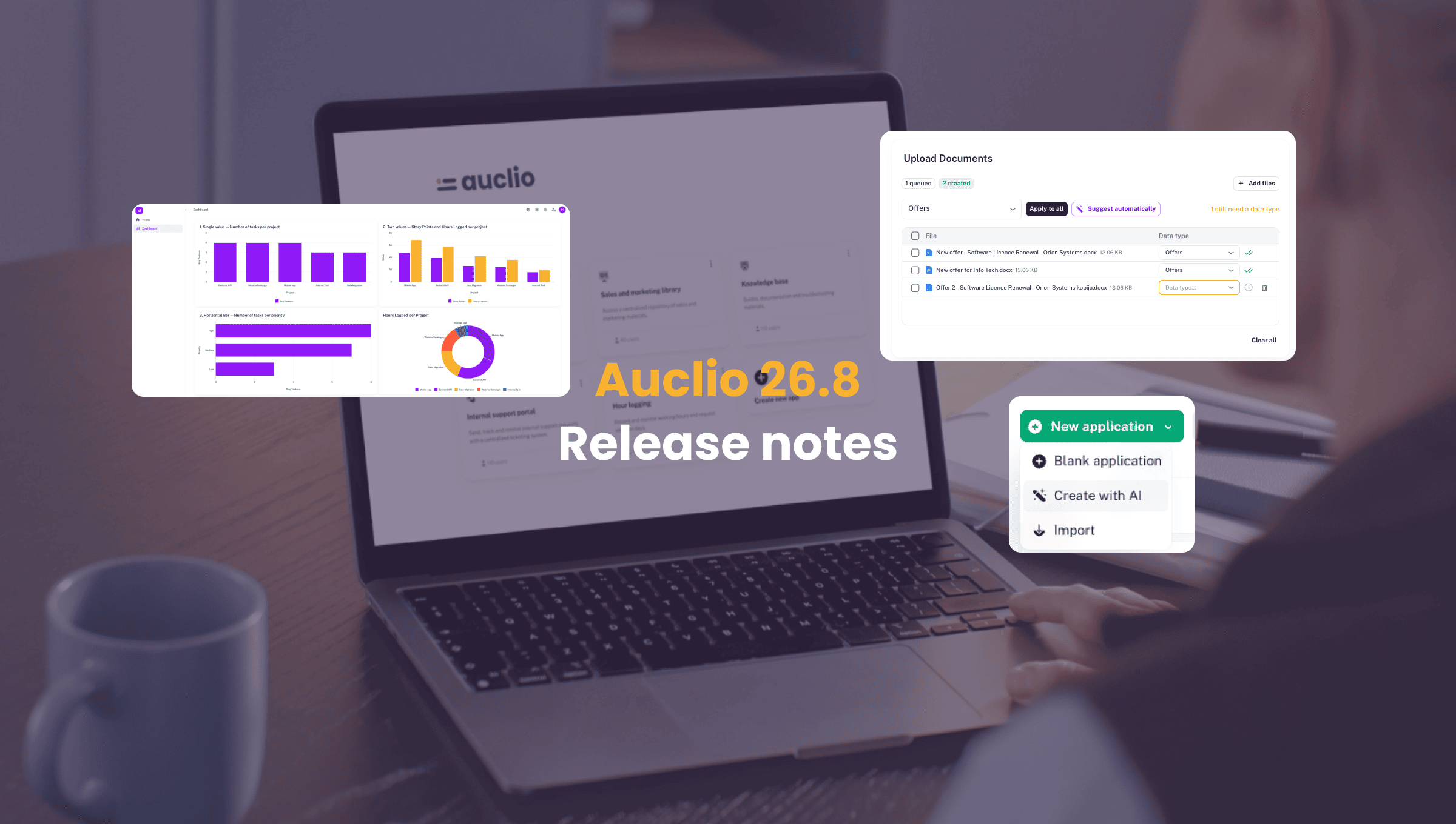 Auclio 26.8: AI Assistant, Chart Widget & File Uploads
